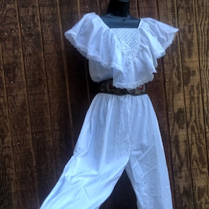 Vintage 80s Romper Women&#39;s white 80s 1980s size medium