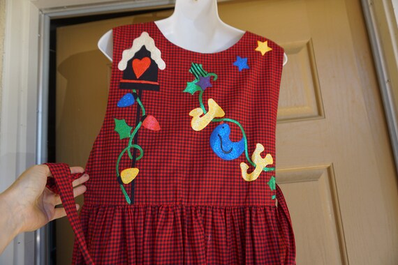 Christmas dress red and black plaid with snowman … - image 10