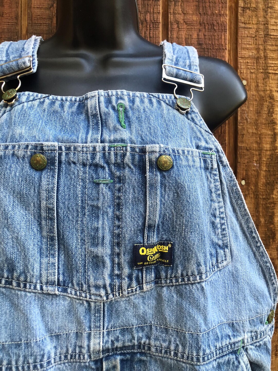 70'S Osh Kosh denim overalls, made in the USA, men's size w36, vintage cotton blue type Vintage Second Hand