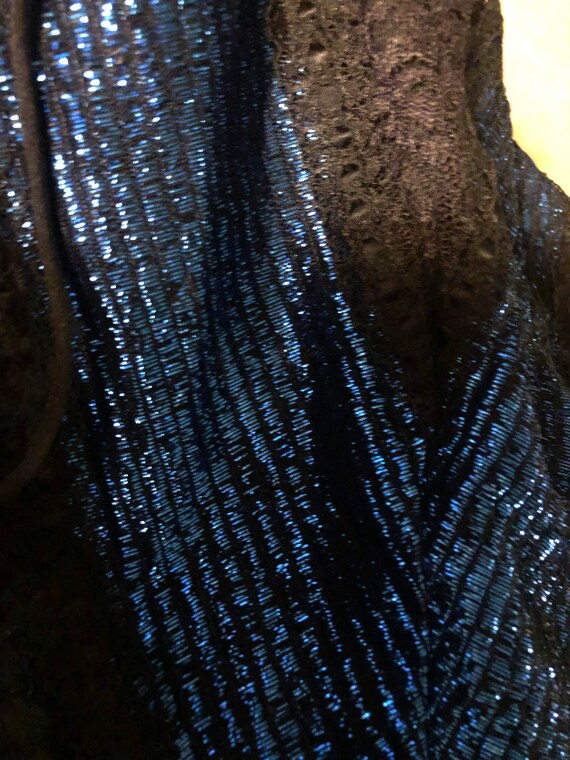 Blue and Black Teddy  lingerie Size Small Shimmer… - image 10