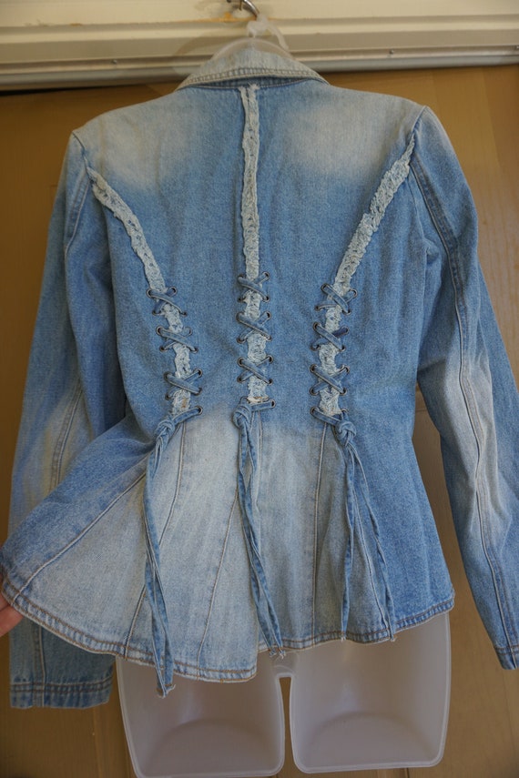 Vintage Size 8 Womens Stretchy Denim Jean Jacket With Corset - Etsy