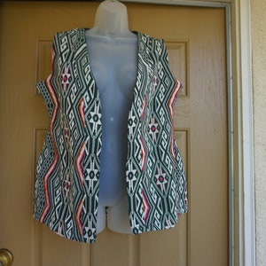 Vintage woven vest long large L  fully lined