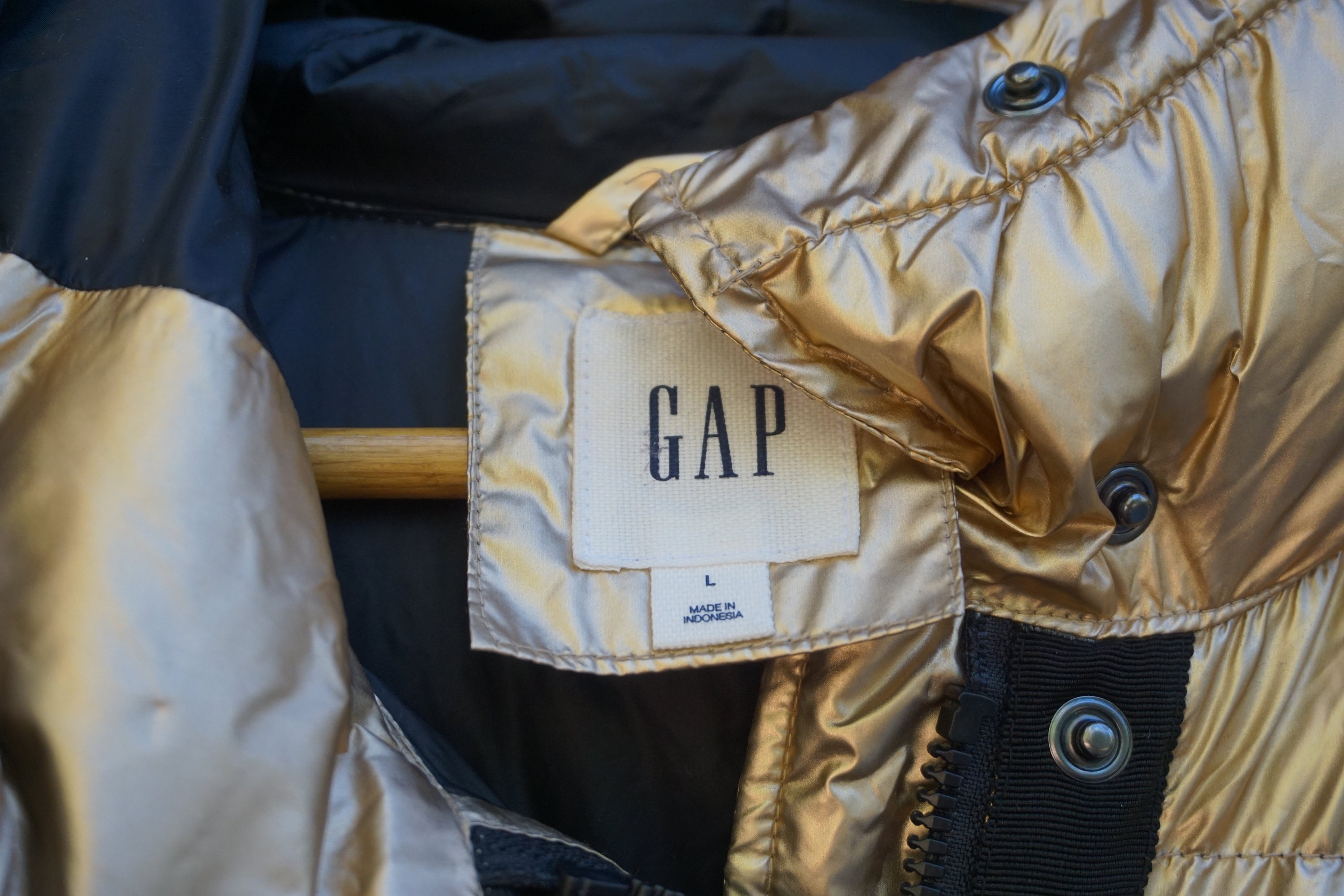 Gap Shiny Gold Metallic Jacket Coat Womens Size Large Puffer Etsy Canada