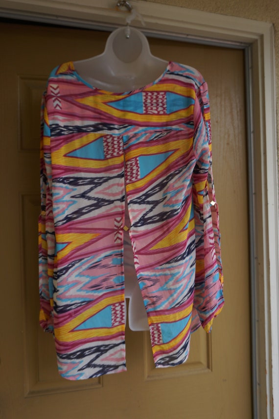 bebe sheer split back and split long sleeve top s… - image 6