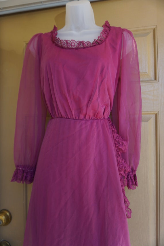 1970s vintage maxi dress medium size 9/10 sheer 7… - image 4