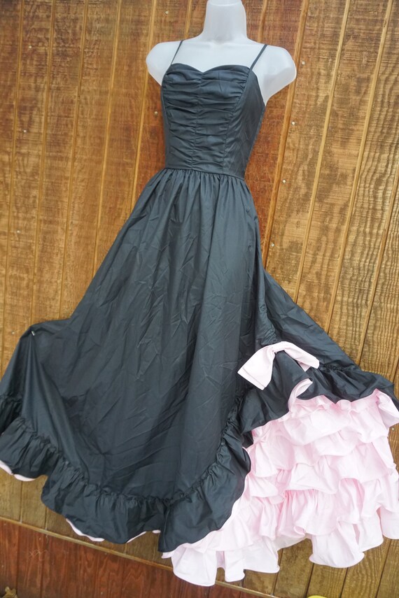 Dress Vintage 80s black and Pink Party PROM Dress… - image 5