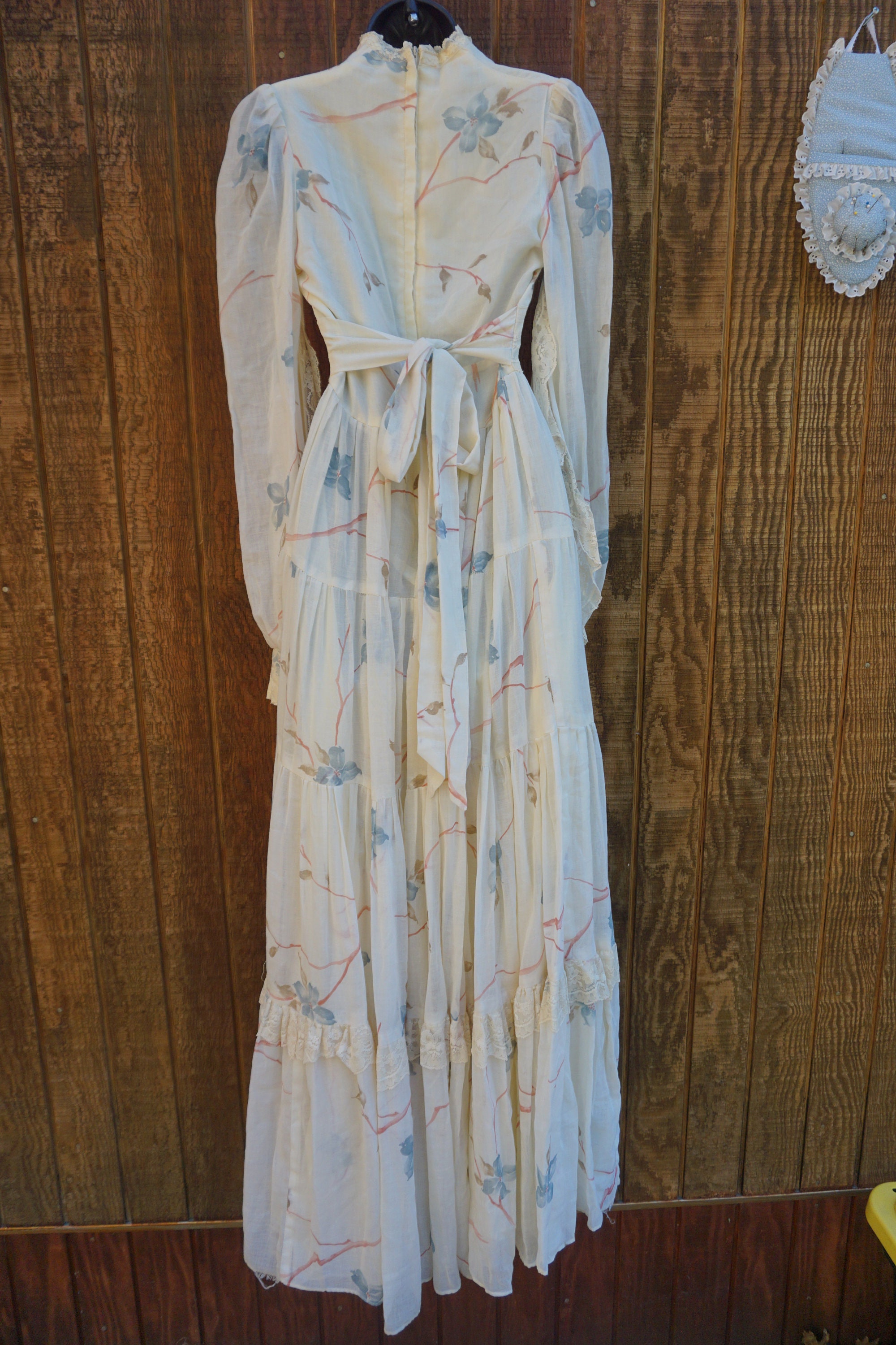 Gunne Sax Size 11 Medium Prairie Lace Maxi Dress Laces up the Front ...