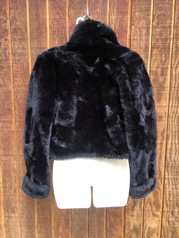 Vintage 60s shearling fur womens coat size small … - image 8