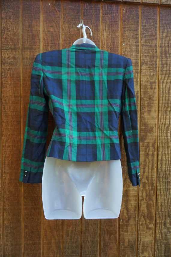 Stirling Cooper size 2 button up green plaid jack… - image 7