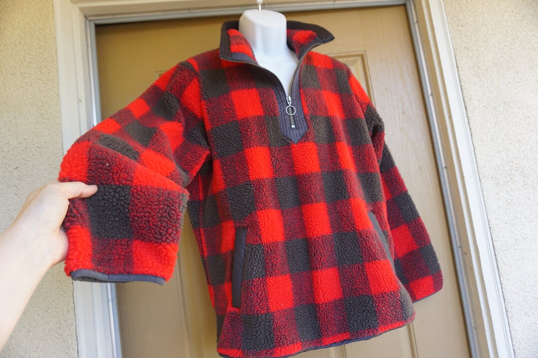 Mens Abercrombie and Fitch Quarter Zip Plaid Fleece Size L Large Etsy