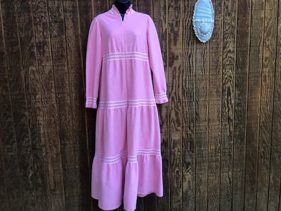 Vassarette Vintage pink warm long nightgown - image 1
