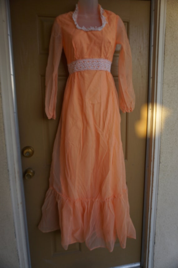 1970s vintage maxi dress size medium sheer overla… - image 5