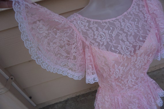 Gunne Sax Dress pastel pink Lace Overlay size 3 - image 6