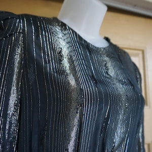 Nancy Bracoloni for Shangri La 1980s gold metallic floral sheer dress medium size 11