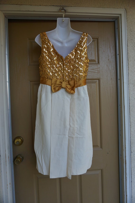 1950s gold sequined Dress size Large - image 8