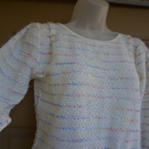 Vintage 1980s or 90s pastel heavy knit sweater size Medium image 1