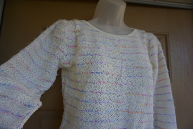 Vintage 1980s or 90s pastel heavy knit sweater size Medium image 1