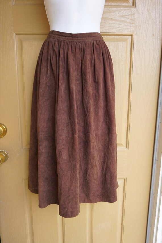 Vintage 80s 90s Brown Suede Leather Skirt Size 4 by Royal Silk | Etsy