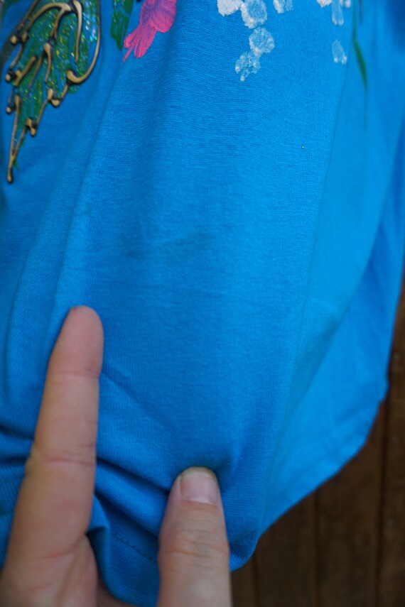bird glitter blue Tshirt / T shirt puffy paint ma… - image 10