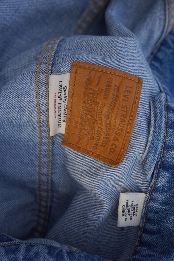 Sequined BIG E levis denim jean jacket size Large - image 8