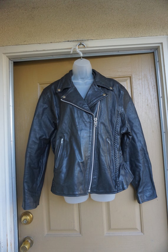 XXL Vintage black Leather Motorcycle / Biker Jacket W… Gem