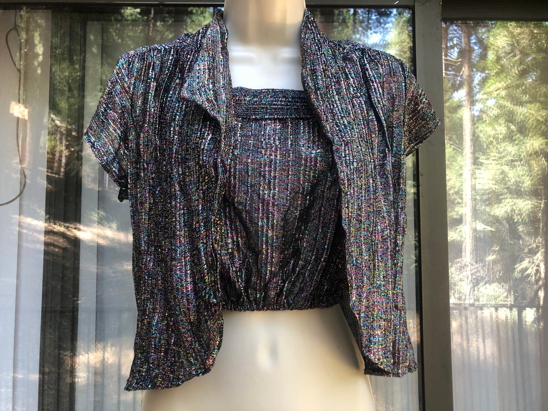 Two Piece Set Tank Top and Jacket Metallic Rainbow Threads Two Piece Set Tank Top and Jacket Metallic Rainbow Threads