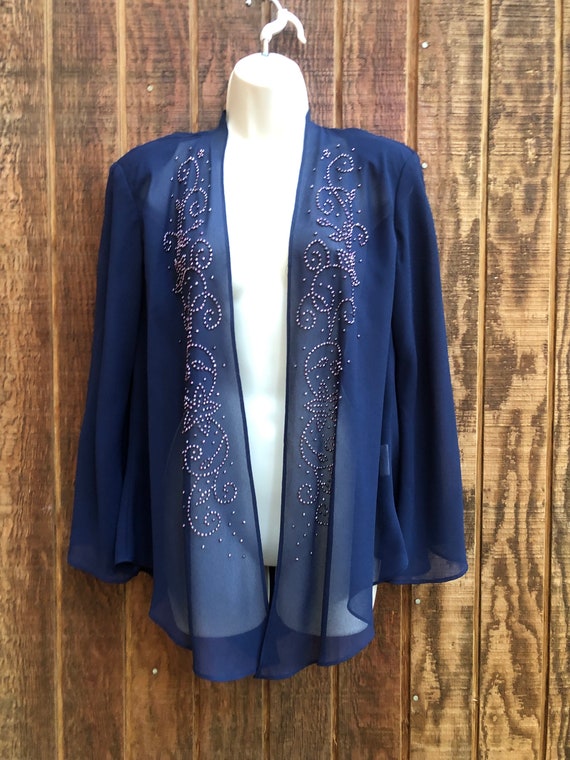 R&M Richards Vintage 1990s blue sparkly sheer jac… - image 9