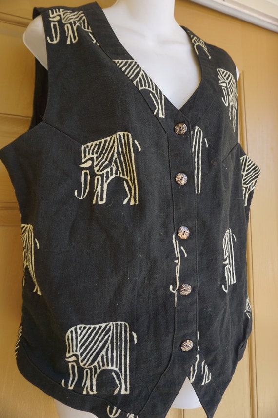 Vintage 80s 90s 1980s 1990s elephant vest made in… - image 4