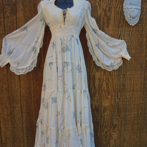 Gunne Sax Size 11 Medium Prairie Lace Maxi Dress Laces up the Front ...