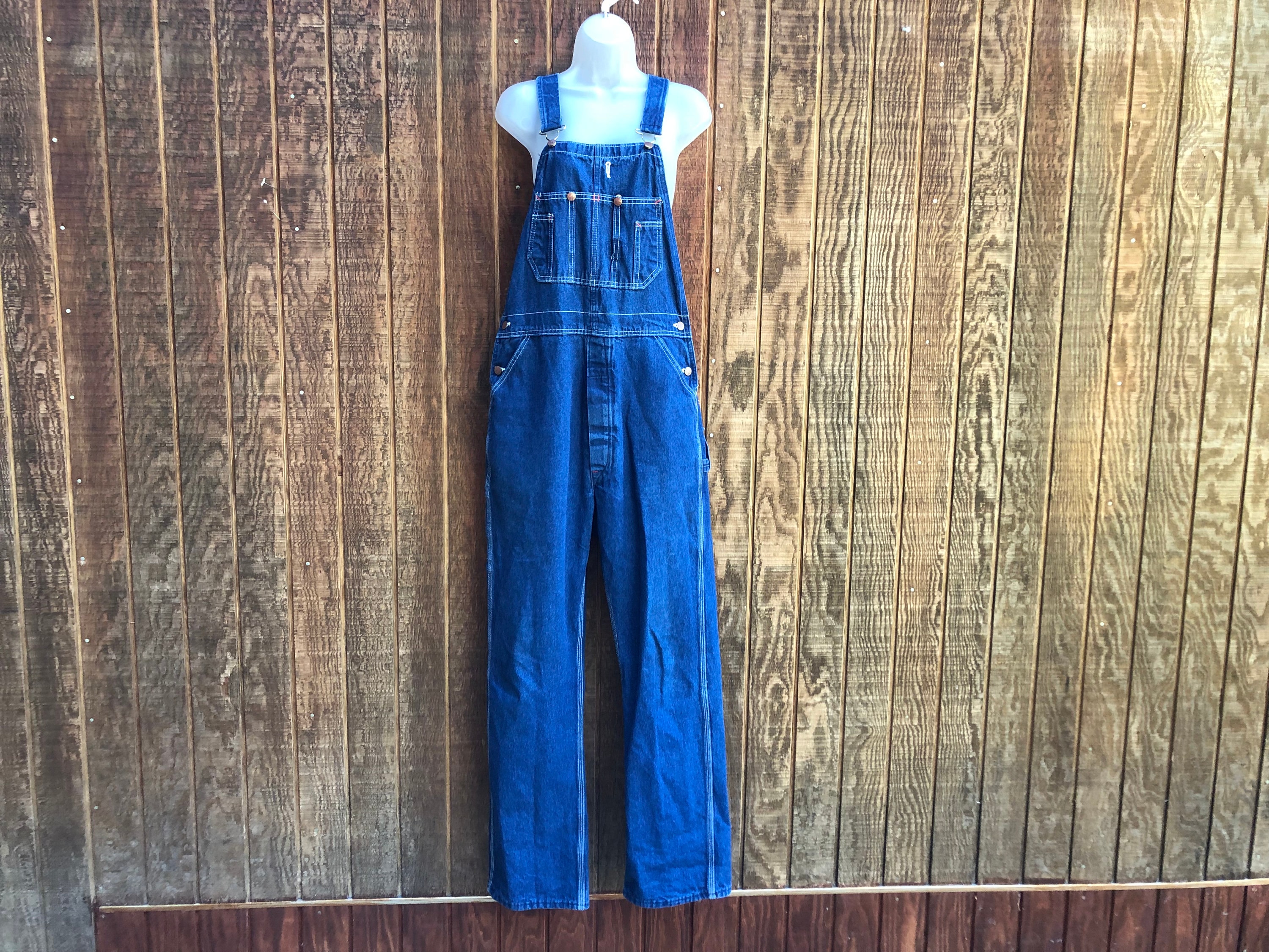 Dark Blue Denim Round House Overalls Size 34 X 34 - Etsy