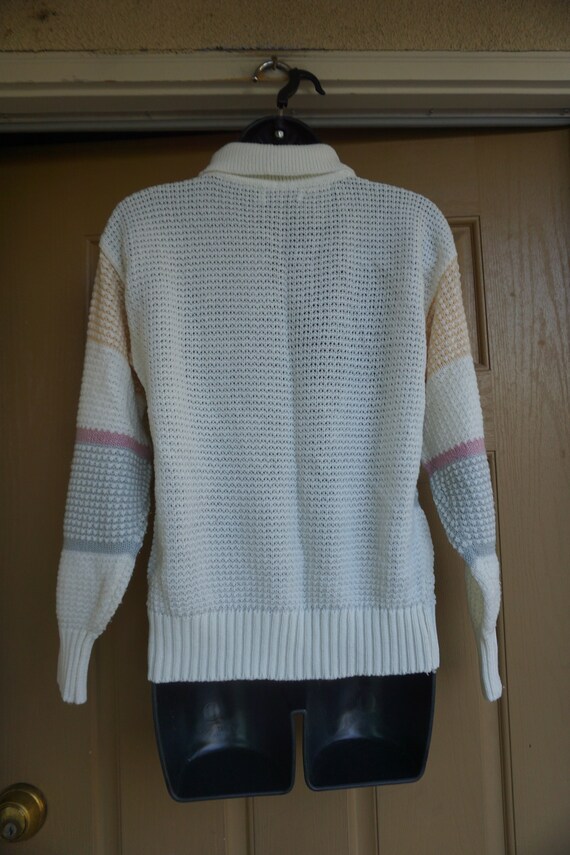 Vintage 90s pastel heavy knit sweater size 2 small - image 4