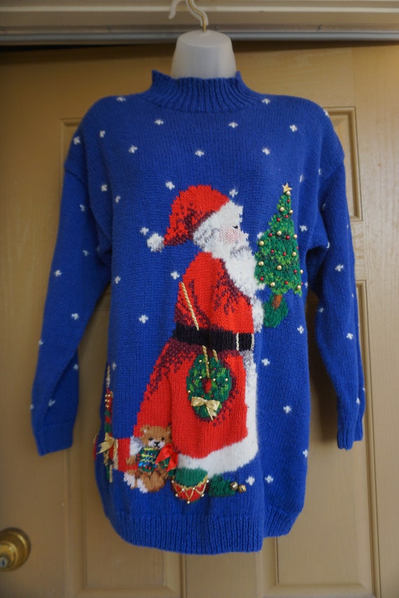 Vintage Christmas knit sweater Medium 1994 90s 19… - image 2