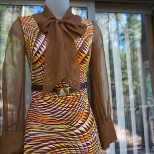 Vintage 1960s long sleeve dress 60s by Ferier