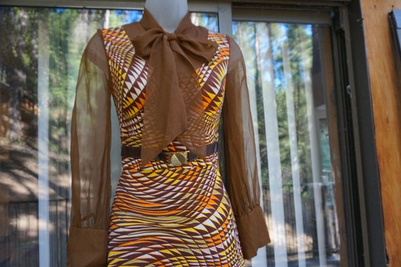 Vintage 1960s long sleeve dress 60s by Ferier - image 2