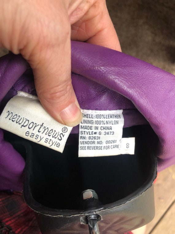 Purple size 8 Newport News Genuine Leather jacket - image 9
