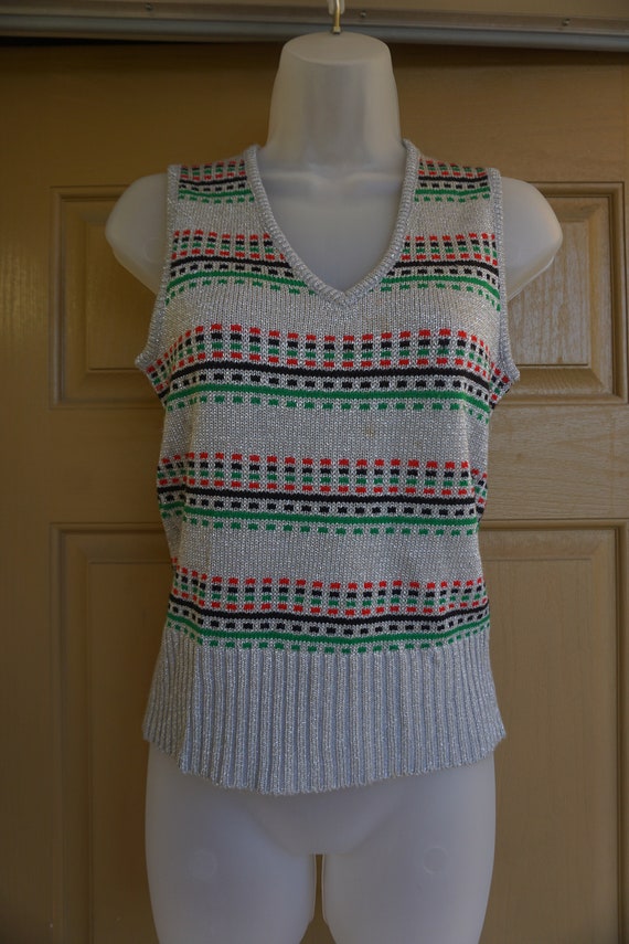 Shimmer knit sweater vest Vintage by Pronto size … - image 10