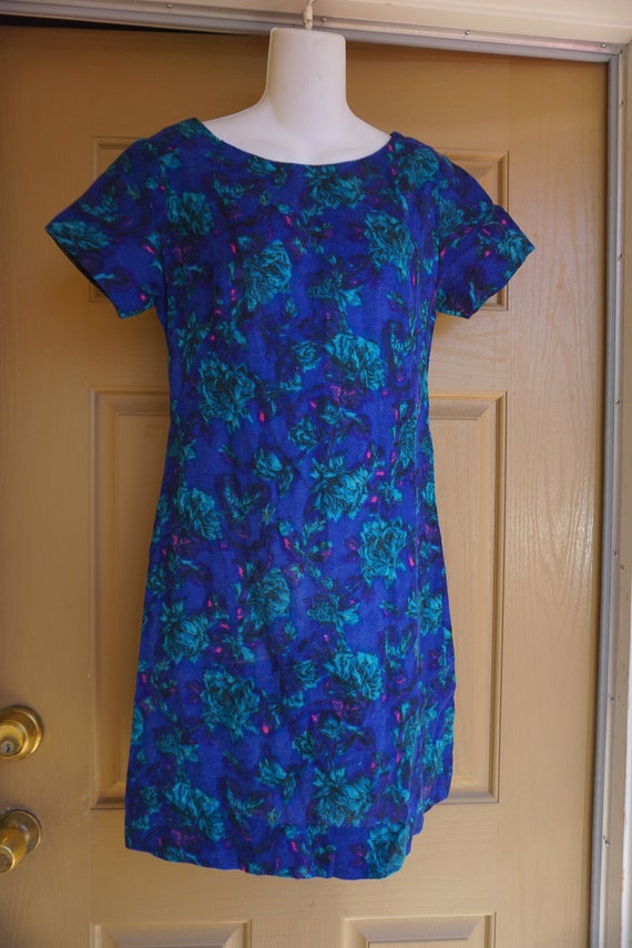 1950s simple floral dress wiggle shift dress mid … - image 2