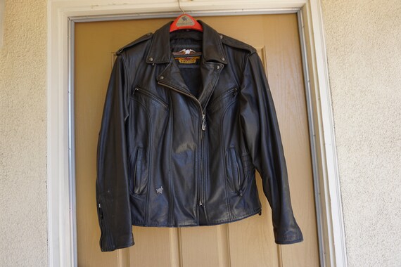 Harley Davidson Vintage Black Leather Motorcycle … - image 1