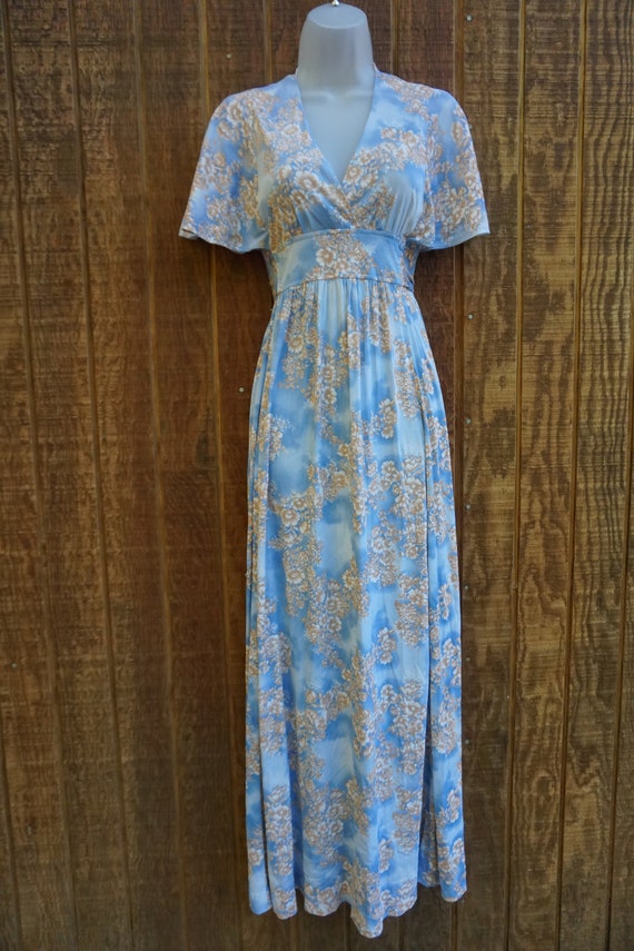 1970s vintage maxi dress prairie small medium flo… - image 3