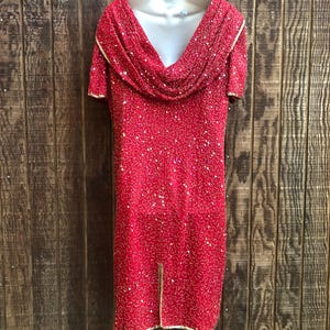 Size 14 Sequin Red Dress - Etsy