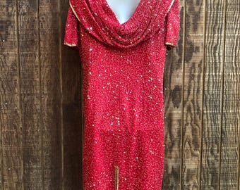 Size 14 Stenay red beaded dress formal event cocktail party