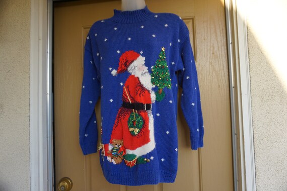 Vintage Christmas knit sweater Medium 1994 90s 19… - image 1