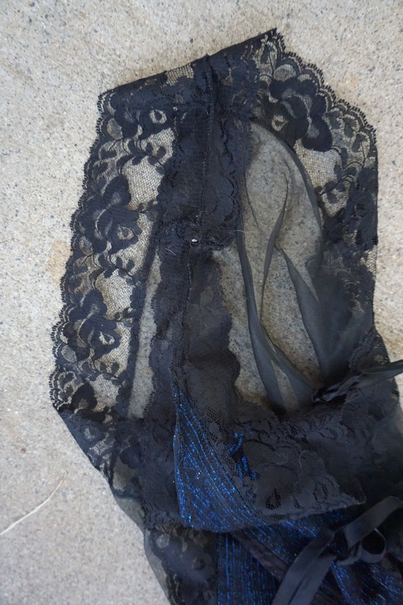 Blue and Black Teddy  lingerie Size Small Shimmer… - image 9
