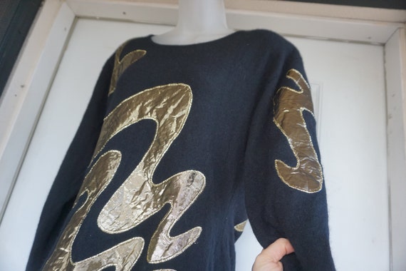 Black and gold knit sweater by Outlander size Lar… - image 6