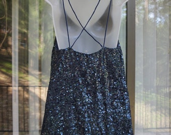 free people blue sequin dress Waterfall Sequin Dress