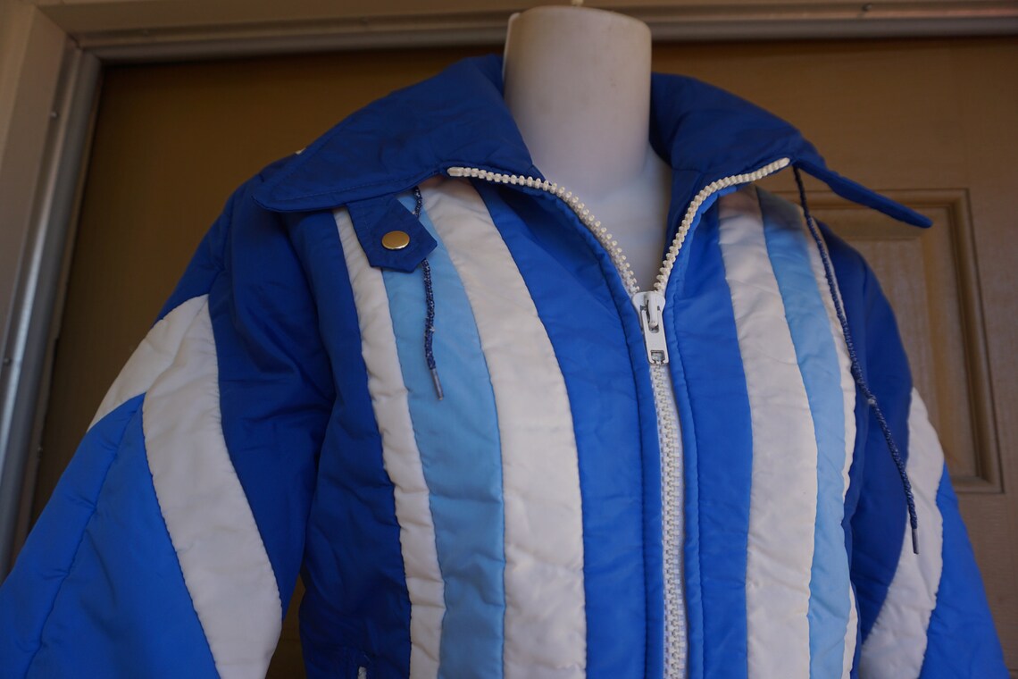 Vintage Blue and White Ski Jacket Ladies Size 10 by TOPHER 70s Etsy