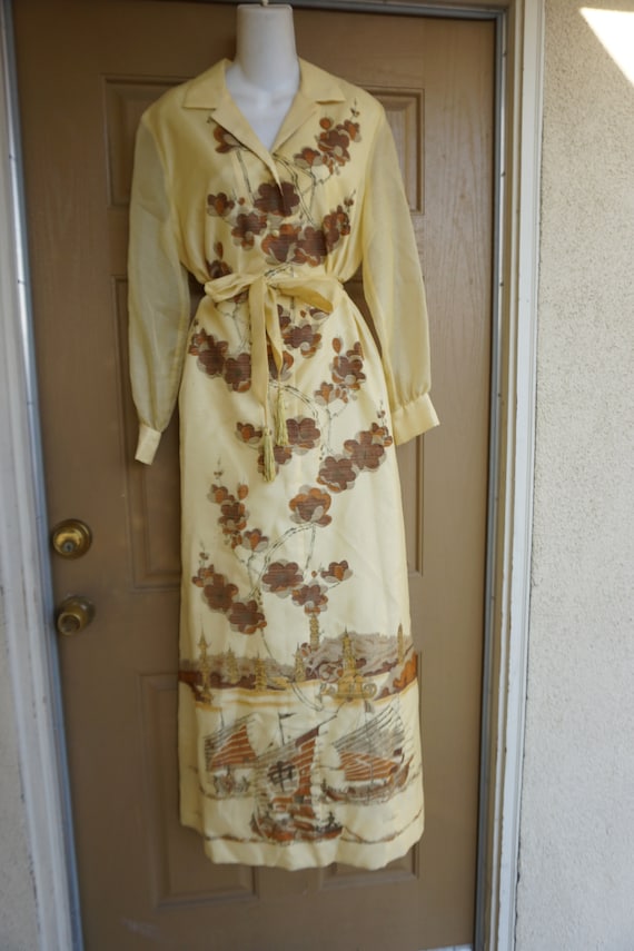 Alfred Shaheen size 14 Large maxi dress 70s 1970s… - image 3