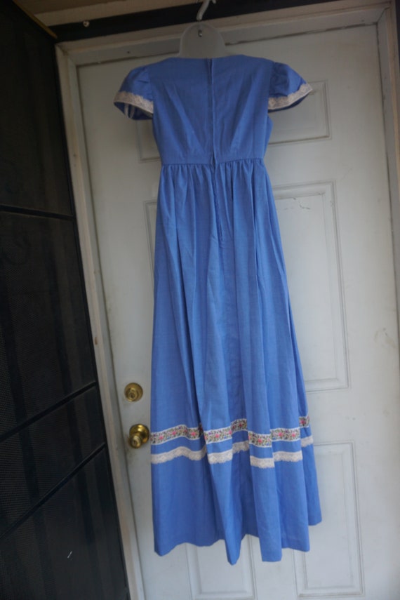 Vintage 1970s dress 70s size small blue prairie - image 10
