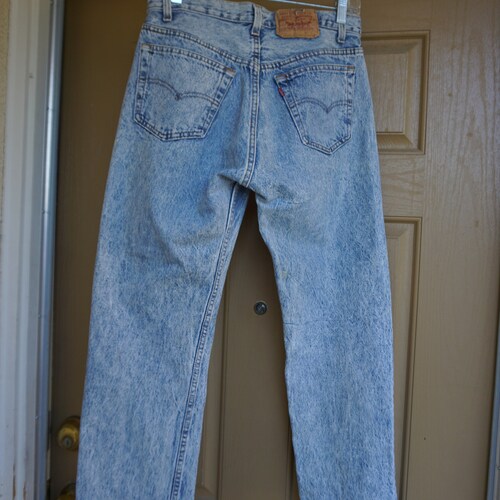 USA Levis 501 mens high contrast acid washed denim jeans size W32 shops L30 button up fly man made in USA