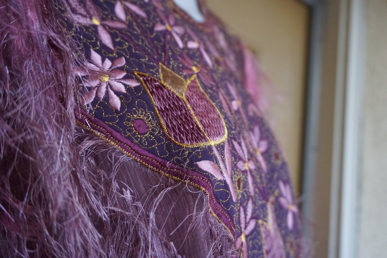 Vintage 1980s large fringe dress 80s 90s
